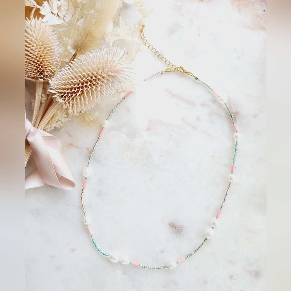 Ocean Beads & Pearl Necklace